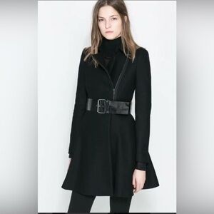 Zara black Belted Black Coat babydoll size medium